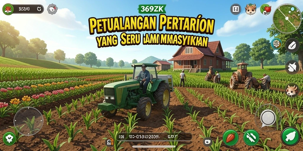 Gameplay seru di 369ZK dengan ladang yang luas dan beragam tanaman.