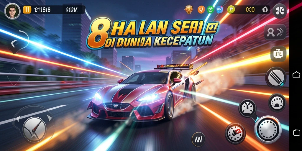 Tampilan gameplay balapan yang mendebarkan dan realistis.