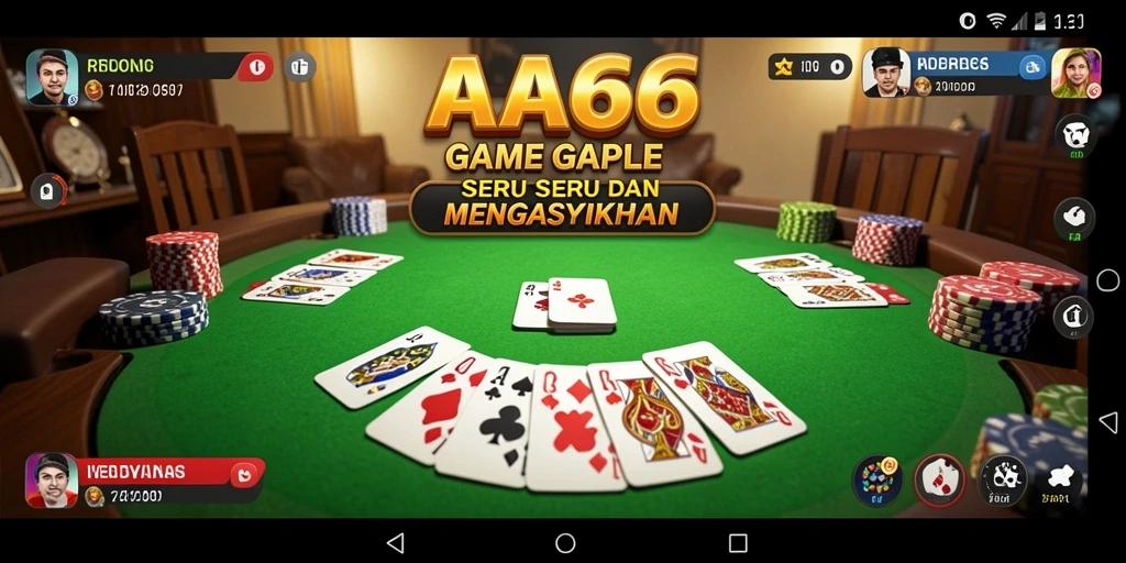 Screenshot gameplay AA666 menampilkan suasana permainan Gaple yang asyik dan interaktif.