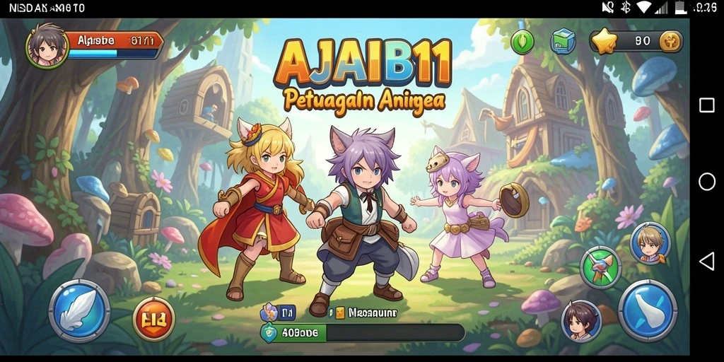 Screenshot gameplay AJAIB11 yang menampilkan berbagai karakter anime.