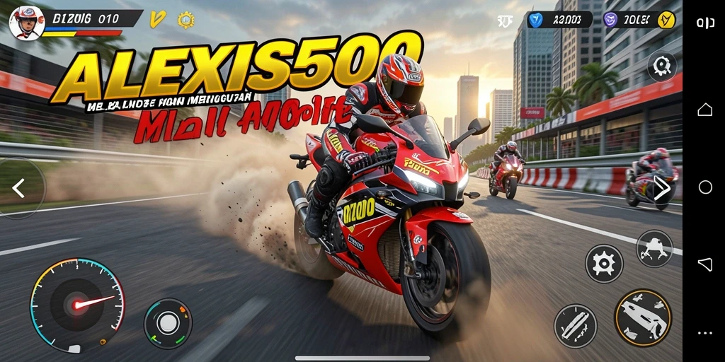 Gameplay ALEXIS500 yang menegangkan di lintasan balap motor.