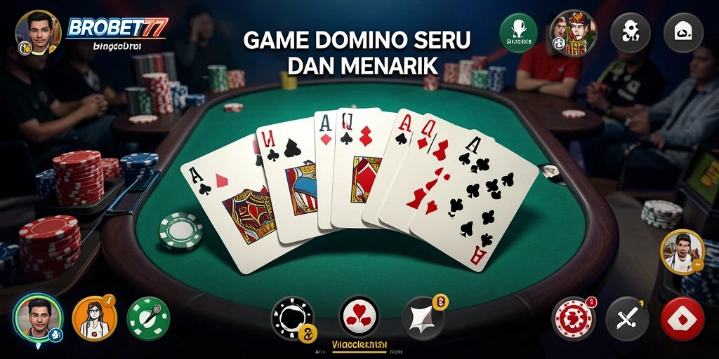 Tampilan gameplay menarik di BROBET77 dengan domino yang penuh warna.