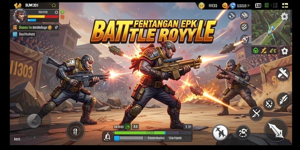 Tampilan seru gameplay di BUMI303 Battle Royale.