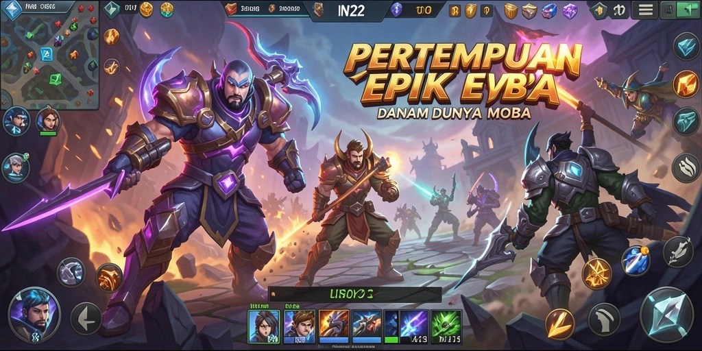 Tampilan gameplay MOBA yang menegangkan dan penuh aksi.