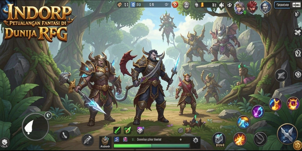 Tampilan gameplay mendebarkan di dunia fantasi RPG.