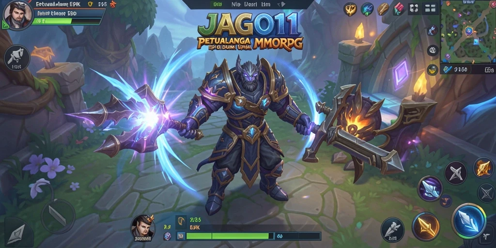 Tangkapan layar gameplay JAGO11 yang menampilkan pertarungan epik di dunia MMORPG.