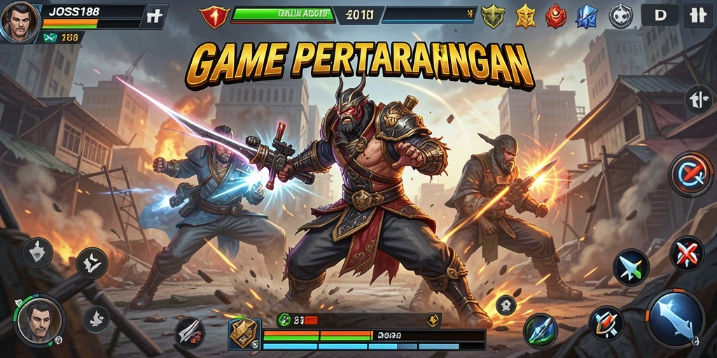 Screenshot JOSS188 menampilkan pertarungan epik antara karakter di arena.