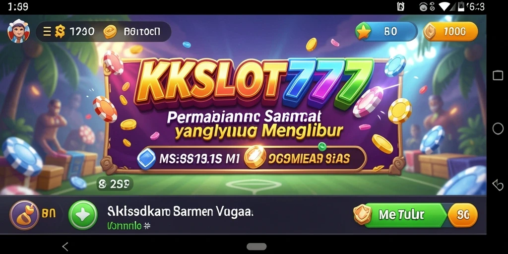 Tampilan gameplay KKSLOT777 yang penuh warna dan menghibur.