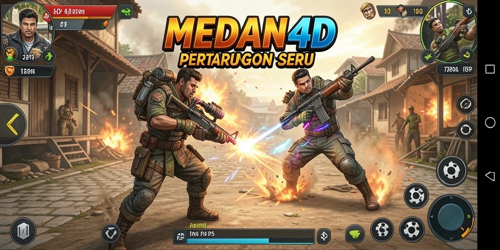 Screenshot gameplay seru dalam MEDAN4D yang menunjukkan aksi TPS.
