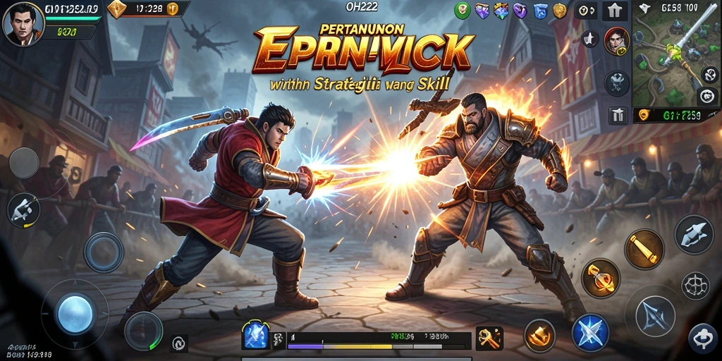 Screenshot gameplay OH222 menampilkan aksi pertarungan yang intens dan mendebarkan.