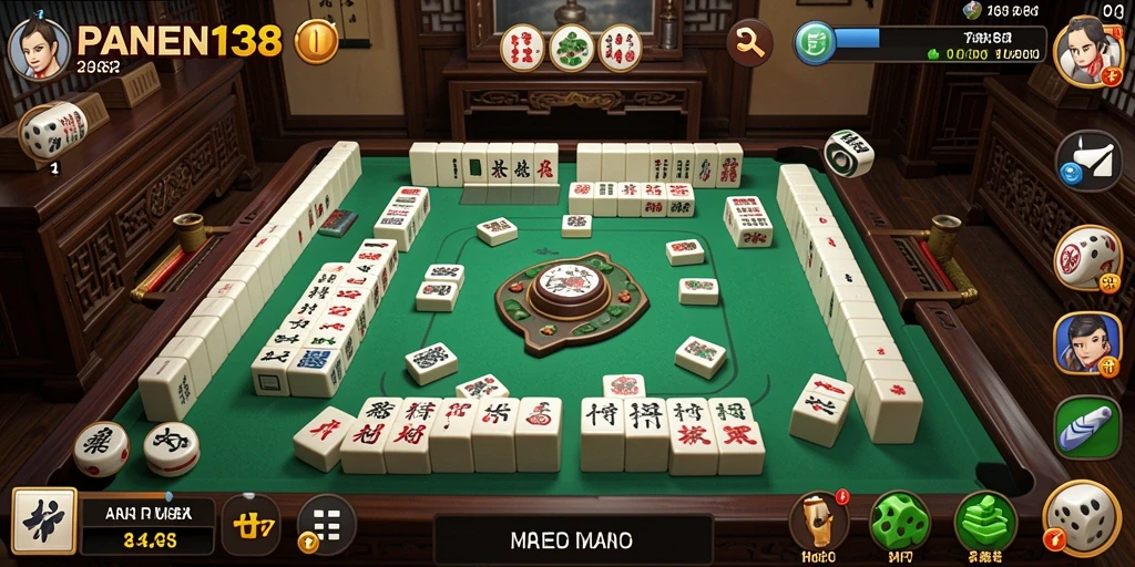 Screenshot utama PANEN138 menampilkan gameplay Mahjong yang seru dan mendebarkan.