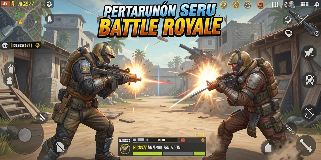 Gameplay seru RICIS77 dalam pertempuran Battle Royale.