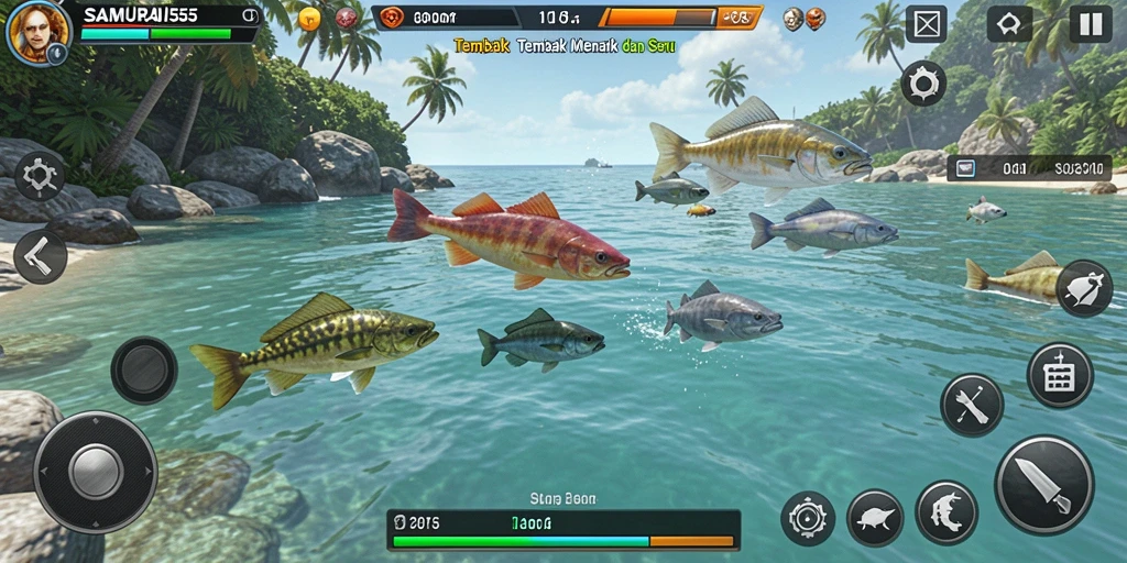 Tangkapan layar gameplay Tembak Ikan di SAMURAI555.