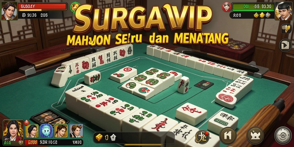Screenshot SURGAVIP menampilkan gameplay Mahjong yang menarik dan merangsang.